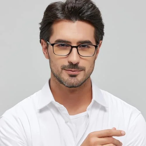 ANRRI Non Prescription Glasses for Men Clear Lens Classic Square Black Frame Eyewear Women 3