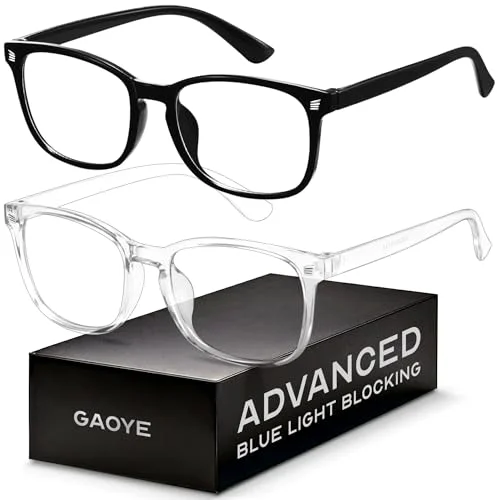 Gaoye Blue Light Glasses for Men - Blocking Square Eyeglasses, Anti UV Ray Computer Gaming Glasses Blue Blockers for Women