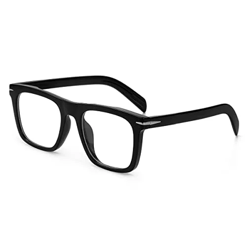 NIDOVIX Trendy Square Blue Light Blocking Glasses for Men Women, Fashion Frame Non-prescription Computer Glasses (Black) 2