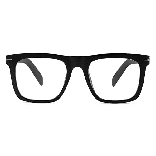 NIDOVIX Trendy Square Blue Light Blocking Glasses for Men Women, Fashion Frame Non-prescription Computer Glasses (Black) 3